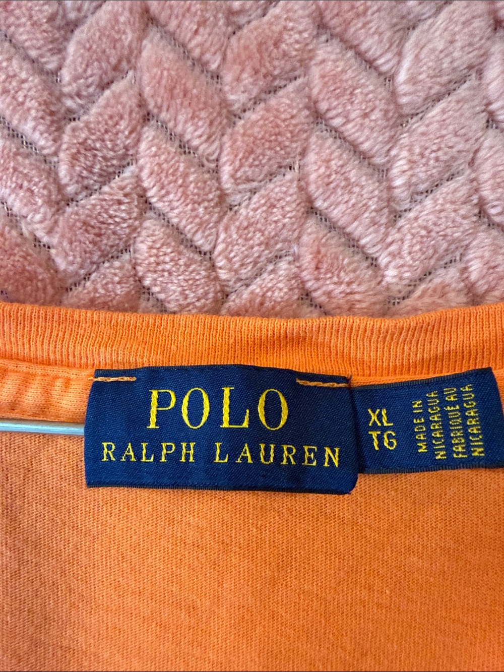 Polo by Ralph Lauren Bright Orange V-Neck Tee with Navy Pony - Picture 3 of 4